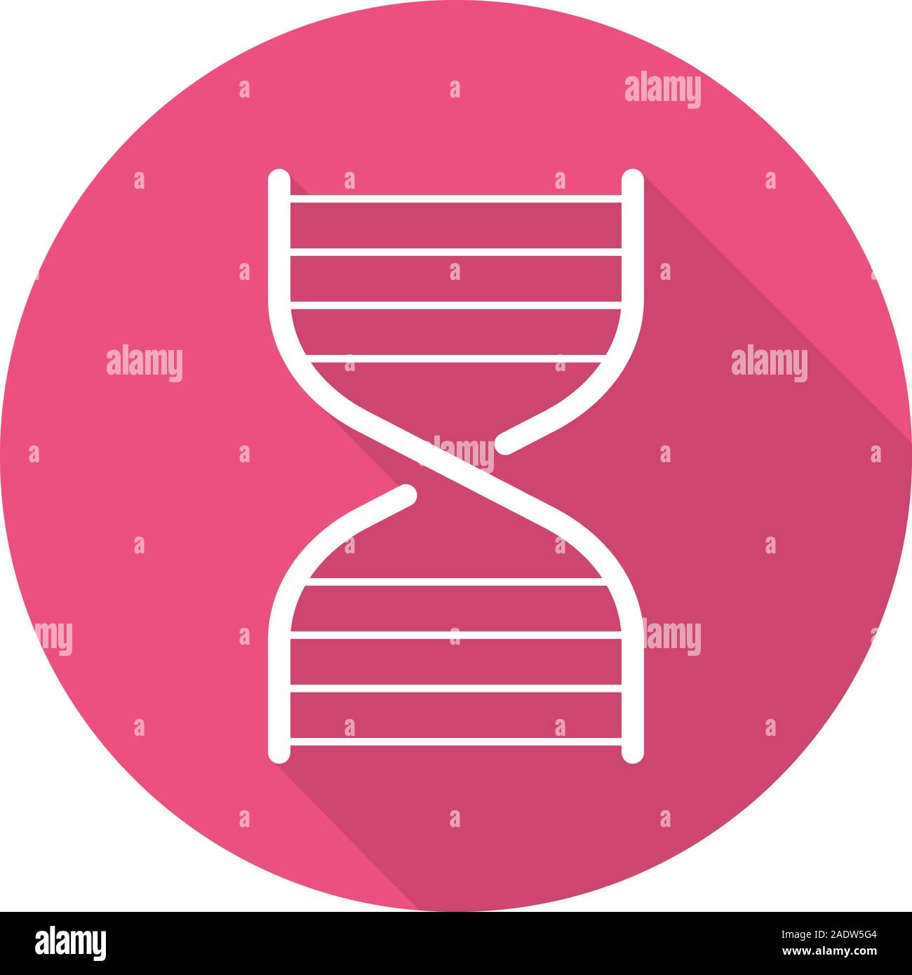 Catena del DNA modello. Lineare piana lunga ombra icona. Linea del vettore simbolo Illustrazione Vettoriale