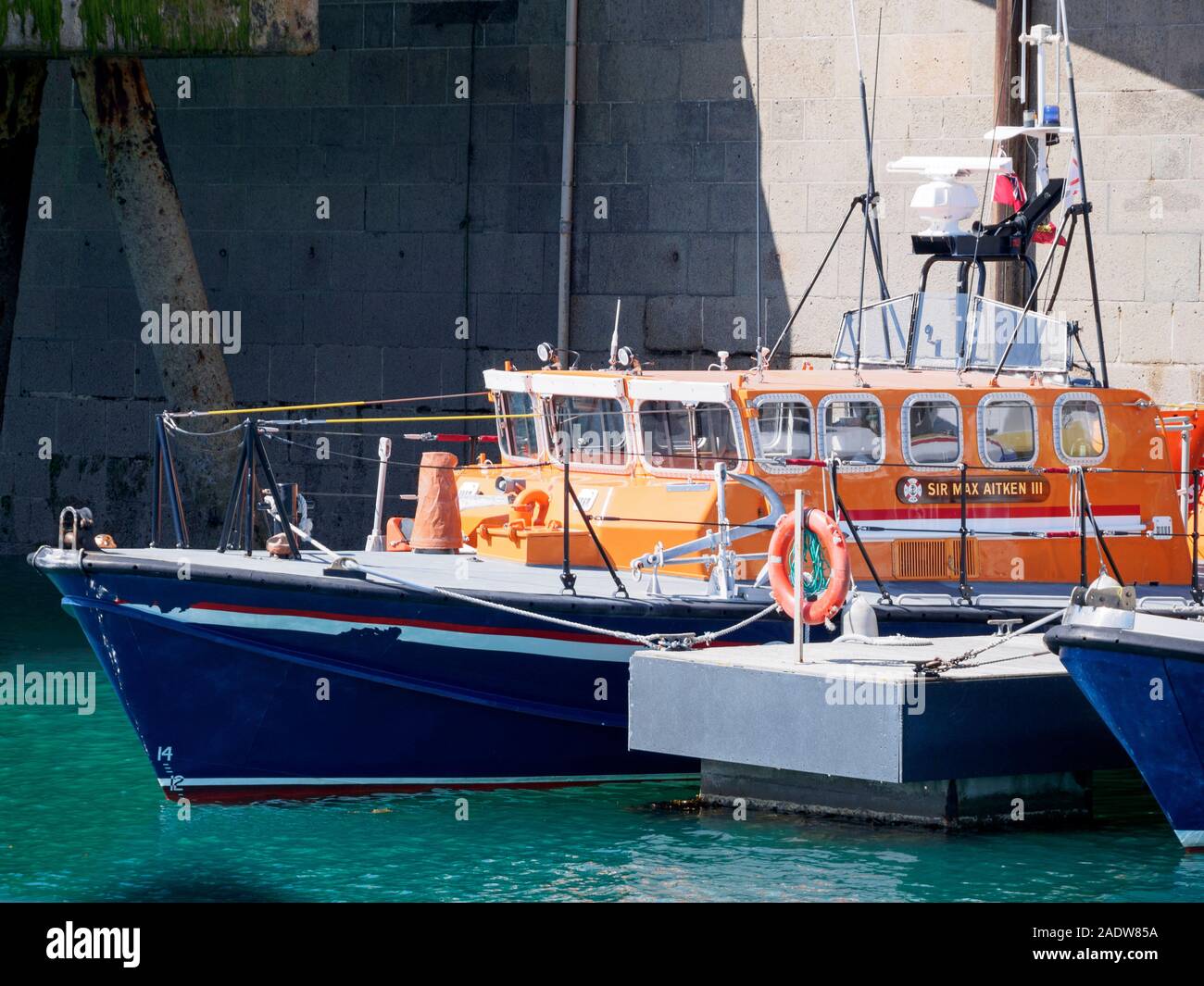 Jersey scialuppa di salvataggio Sir Max Aitken III in porto. Foto Stock