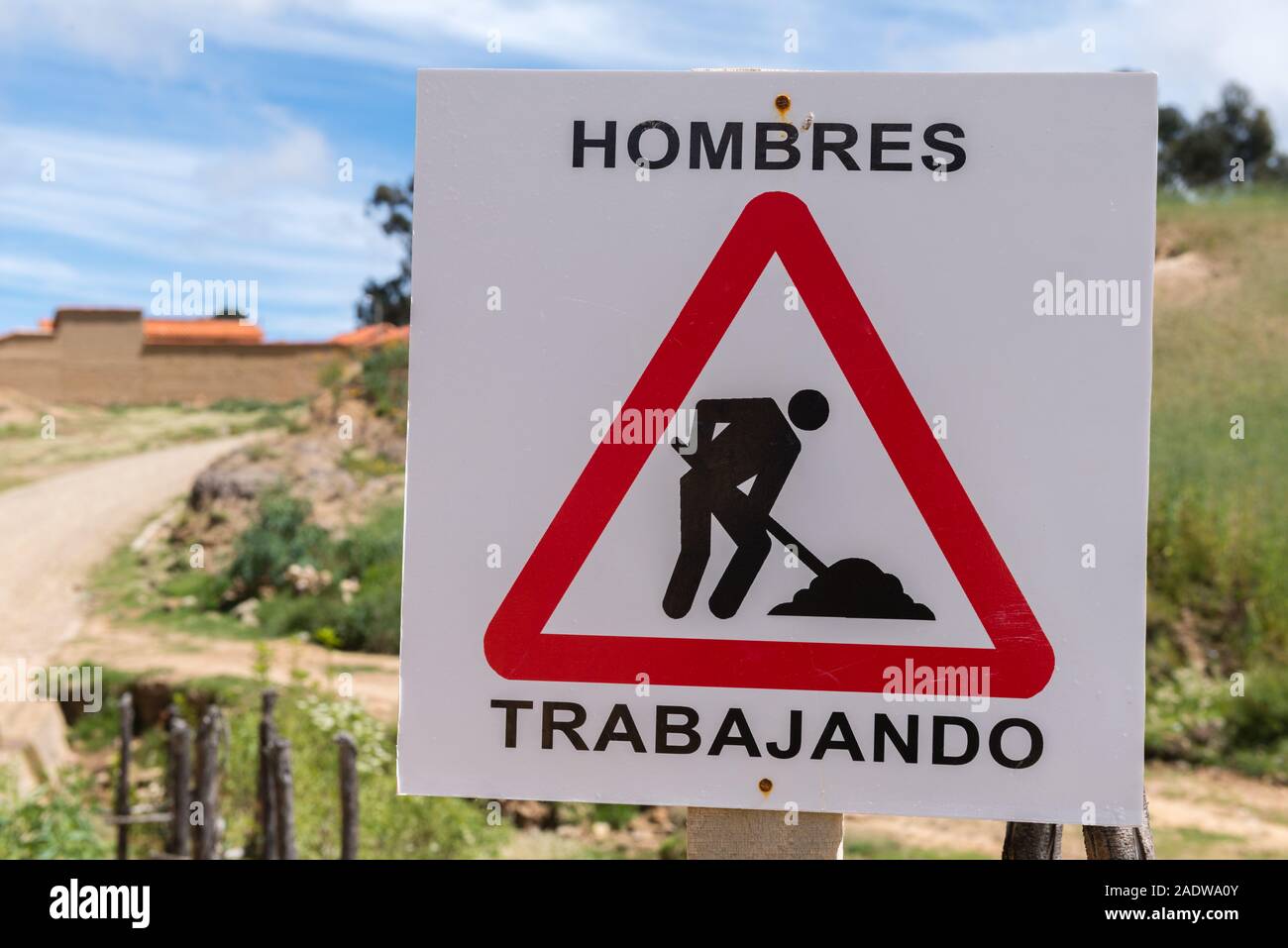 Cartello stradale, Bolivia, America Latina Foto Stock