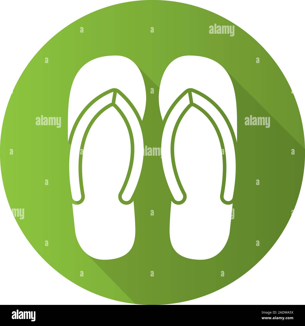 Il flip flop design piatto lungo ombra icona. Estate pantofole. Vettore simbolo silhouette Illustrazione Vettoriale