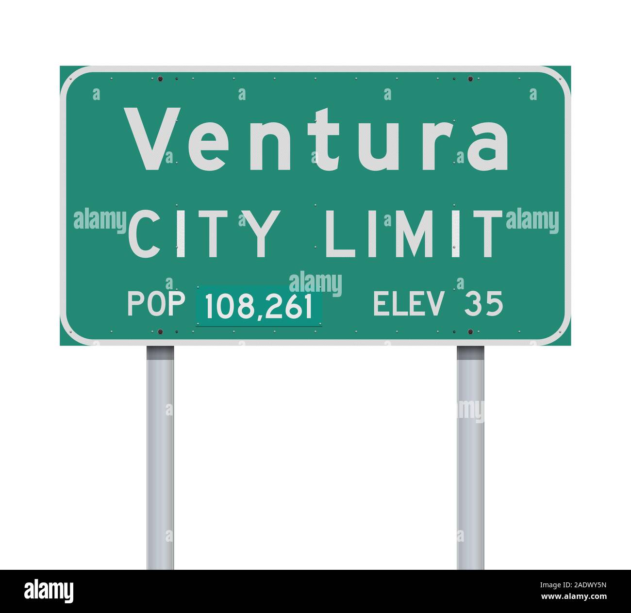 Illustrazione Vettoriale della Ventura Città verde limite cartello stradale Illustrazione Vettoriale