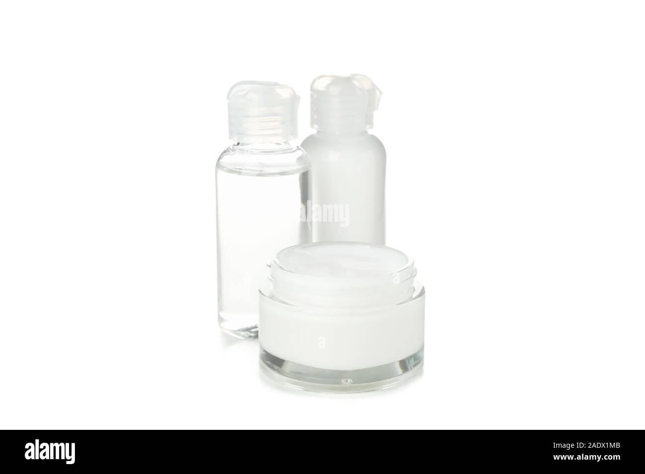 Impostare i cosmetici, un vasetto di crema invernale per la pelle isolati su sfondo bianco Foto Stock