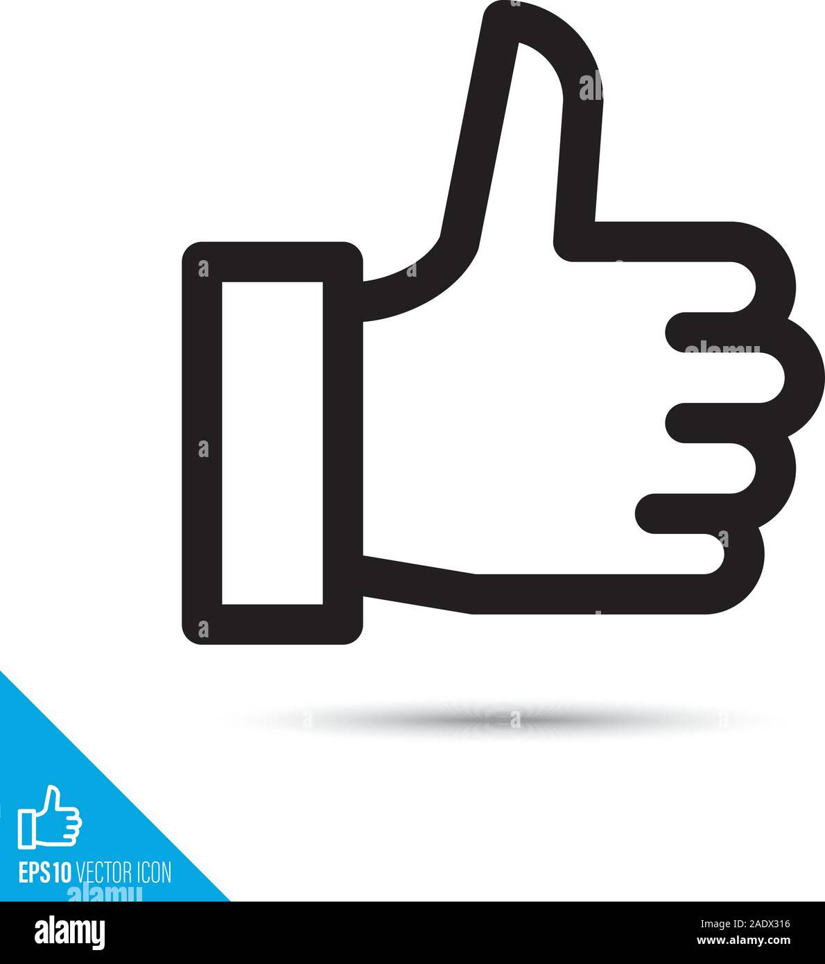 Pollice alzato la mano icona linea. Come preferiti o di vettore di gesto simbolo. Interfaccia utente pittogramma per web e app. Illustrazione Vettoriale