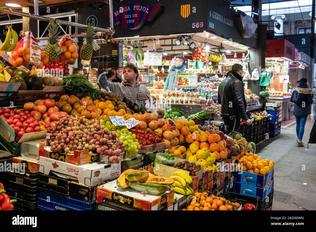 Sant Josep mercato La Boqueria a Barcellona, Spagna, Europa Foto Stock