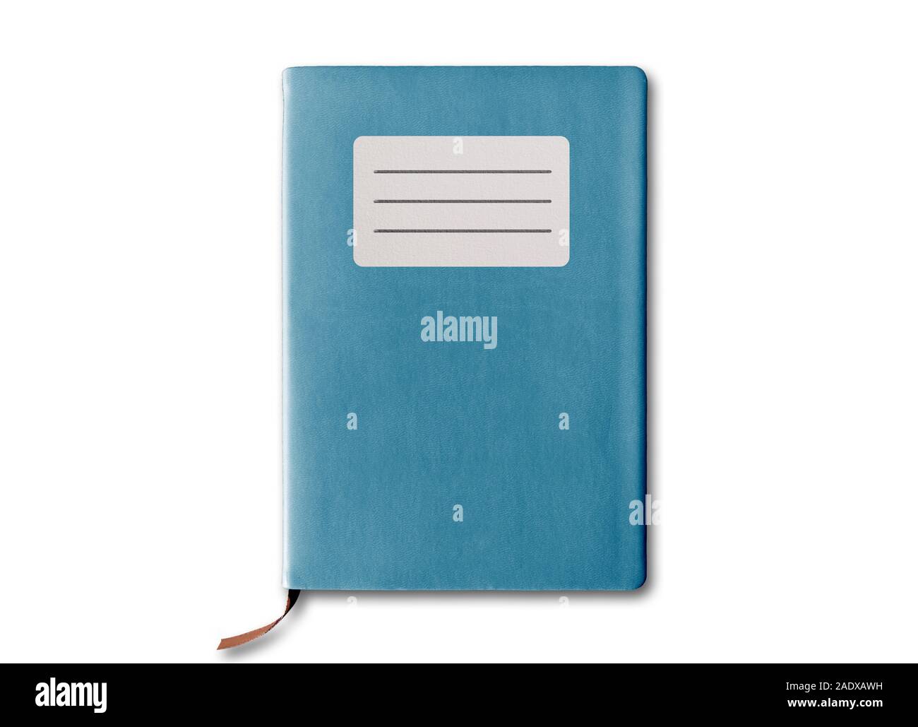 Notebook o un diario con vuoto etichetta adesiva isolati su sfondo bianco Foto Stock