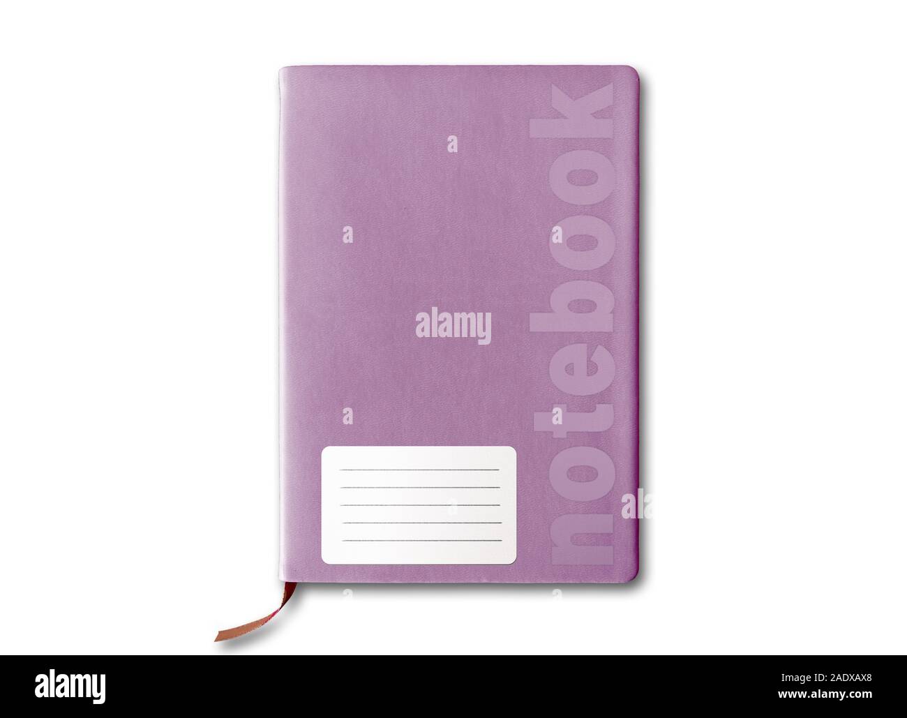 Notebook color porpora o diario isolati su sfondo bianco Foto Stock