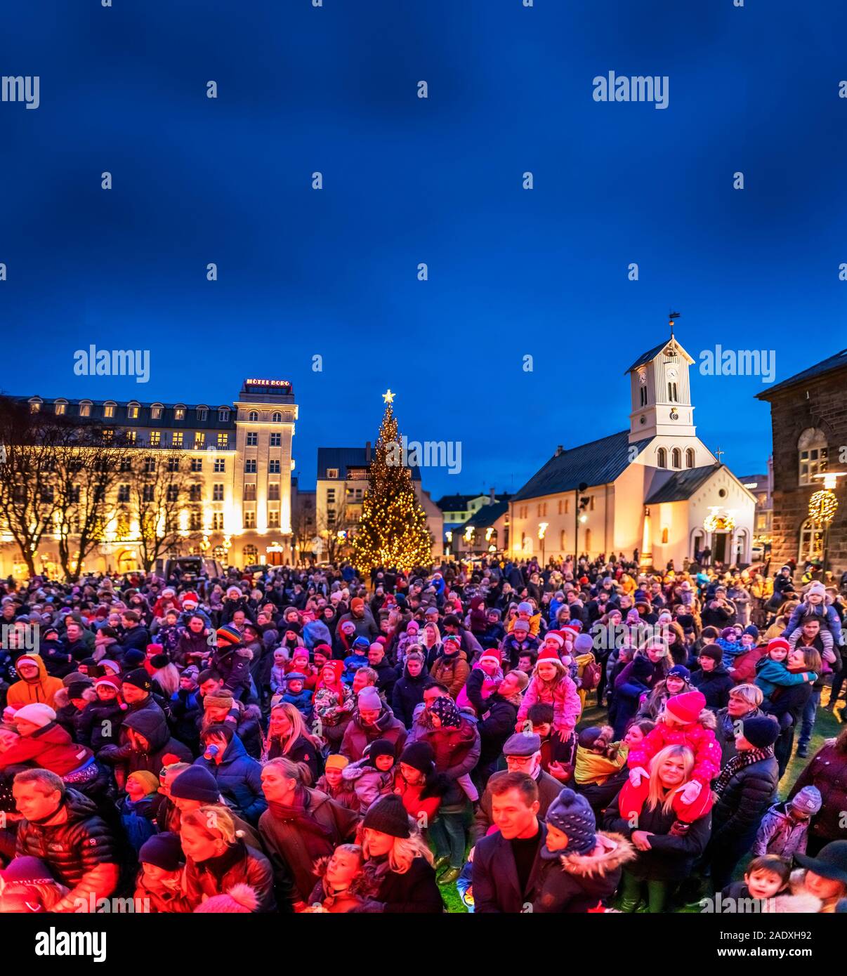 Il tempo di Natale, Reykajvik, Islanda Foto Stock