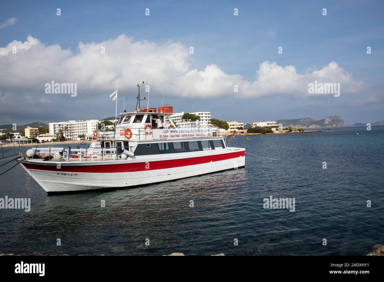 Es Canar traghetto da Santa Eularia Ibiza, Spagna Foto Stock