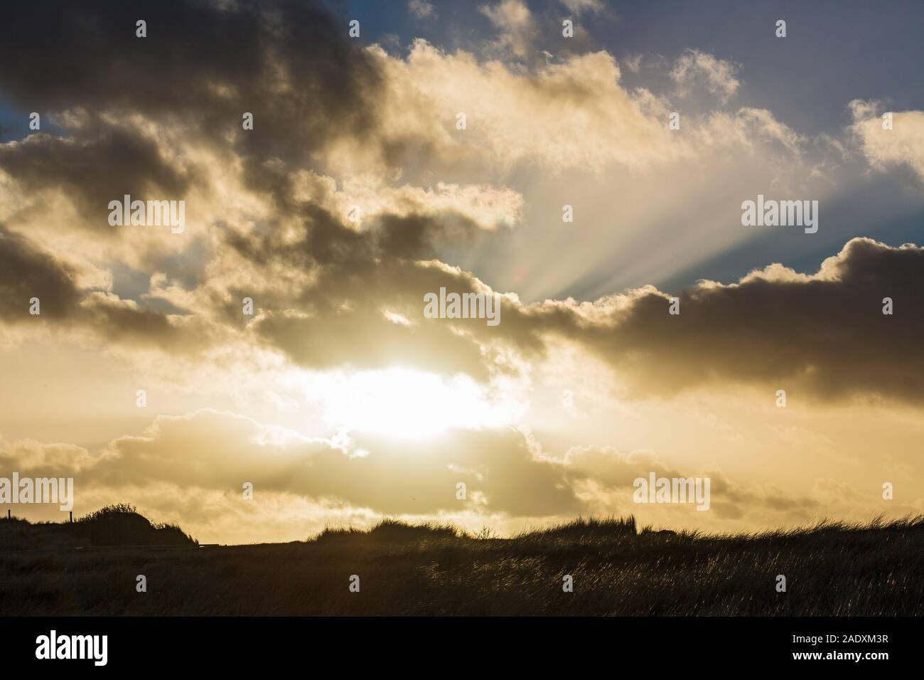 Sylt, Kampen, Rotes Kliff, Wolken, Sonne, dramatisch Foto Stock