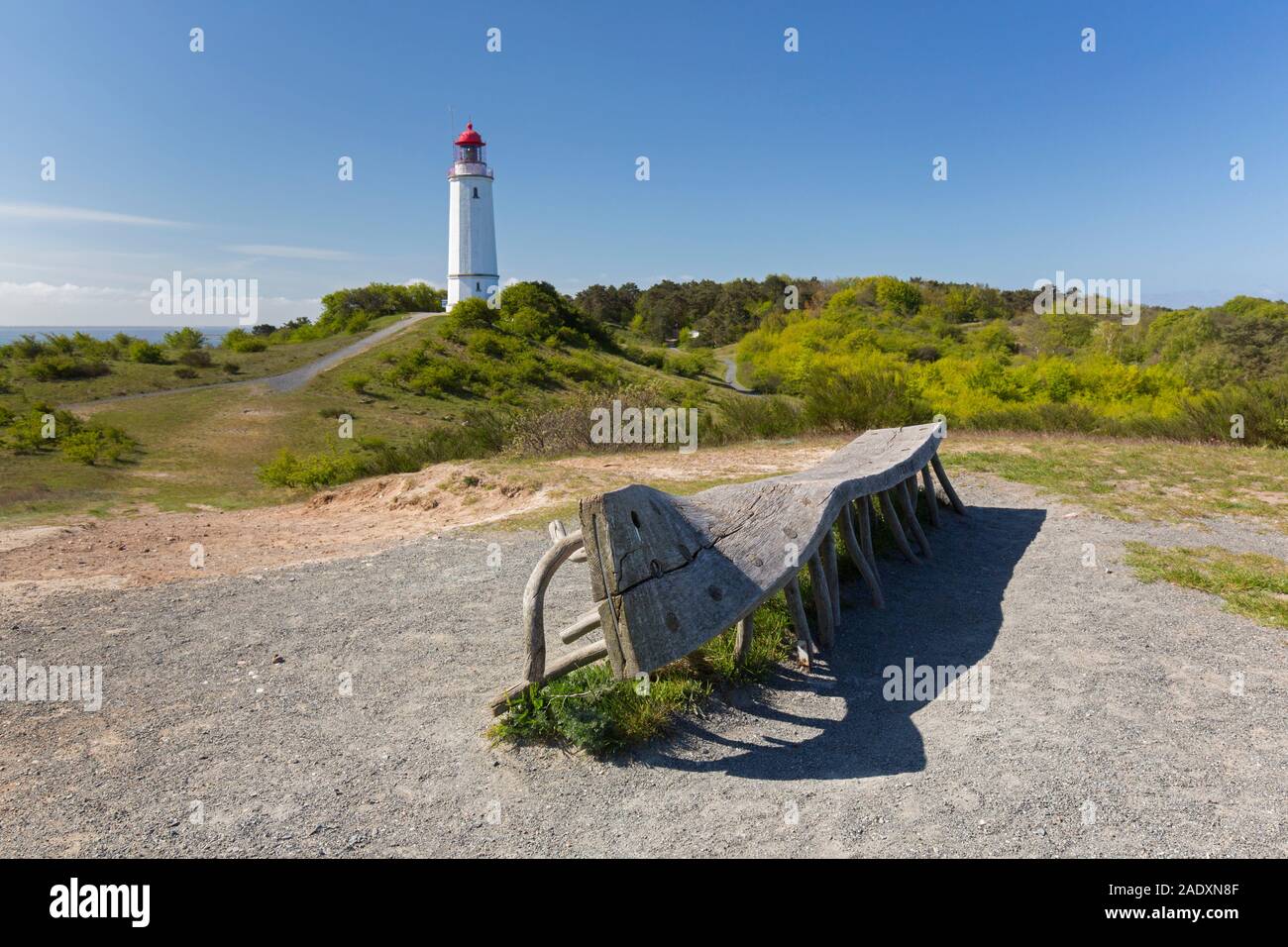 Dornbusch Lighthouse / Leuchtturm Dornbusch a Schluckswiek sull'isola tedesca di Hiddensee, Meclenburgo-Pomerania Occidentale, Germania Foto Stock