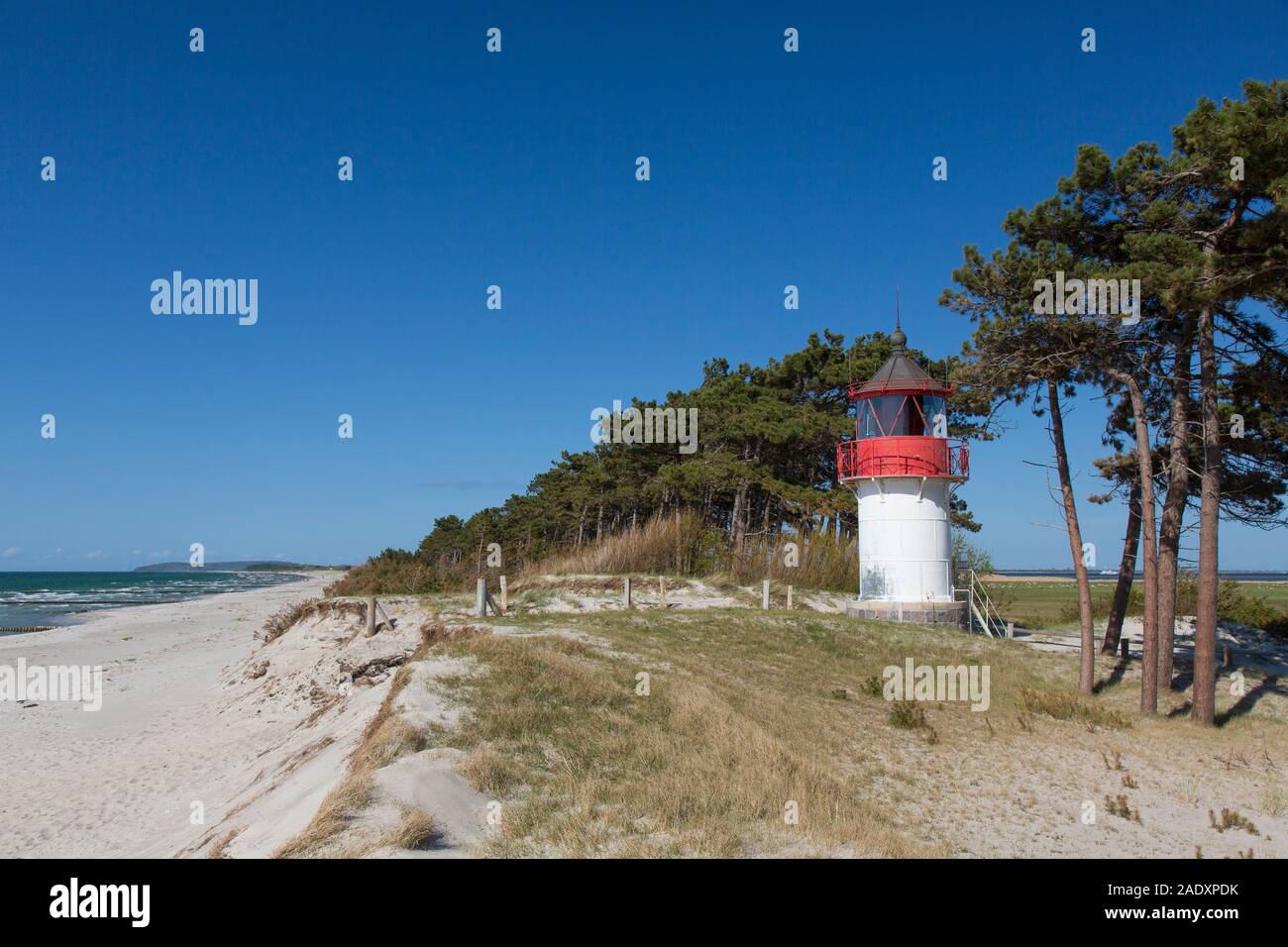 Gellen lighthouse / Gellen Leuchtfeuer sull'isola tedesca di Hiddensee, Meclenburgo-Pomerania Occidentale, Germania Foto Stock