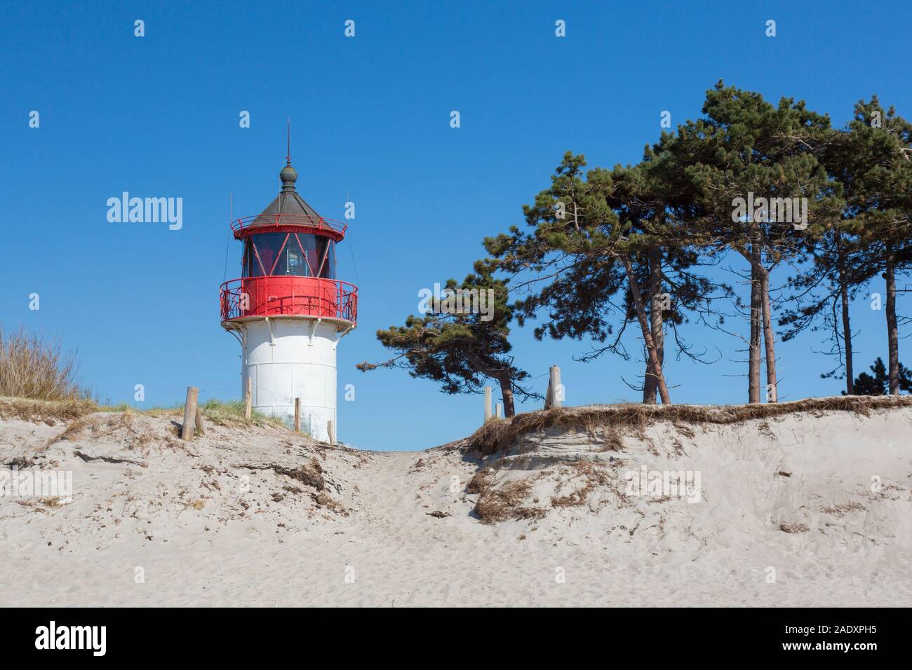 Gellen lighthouse / Gellen Leuchtfeuer sull'isola tedesca di Hiddensee, Meclenburgo-Pomerania Occidentale, Germania Foto Stock