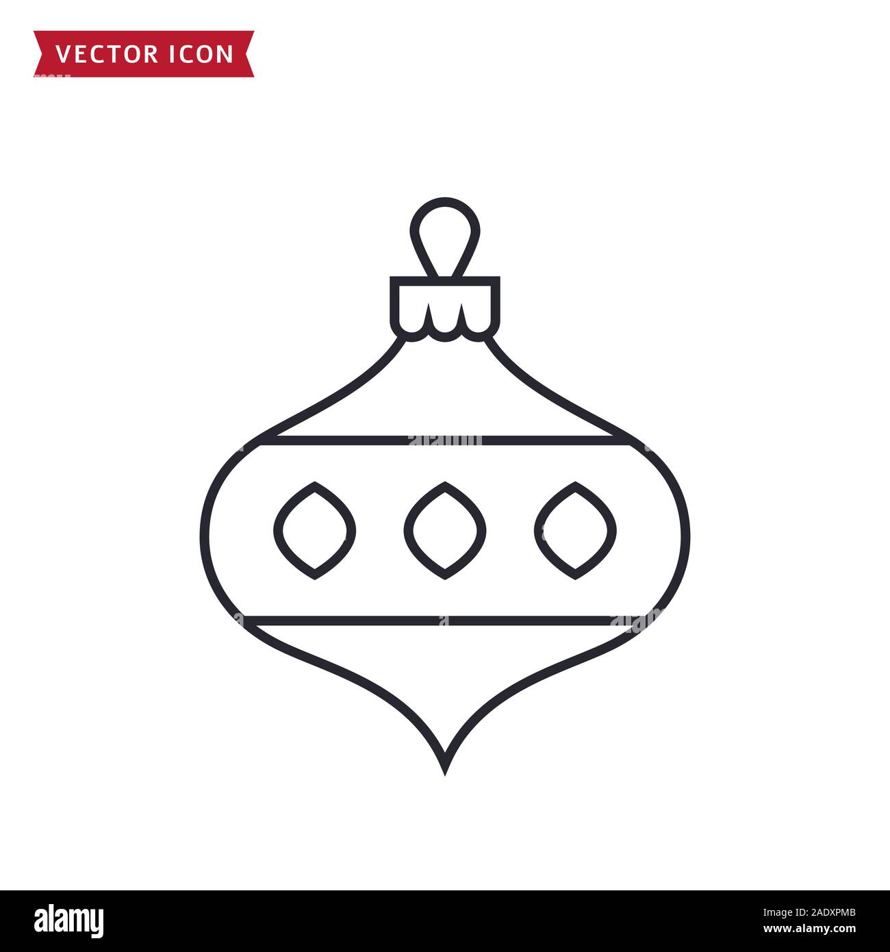 Albero di natale a sfere - icona linea. Contorno nero simbolo isolato su sfondo bianco. Illustrazione Vettoriale per Natale o Capodanno design. Illustrazione Vettoriale