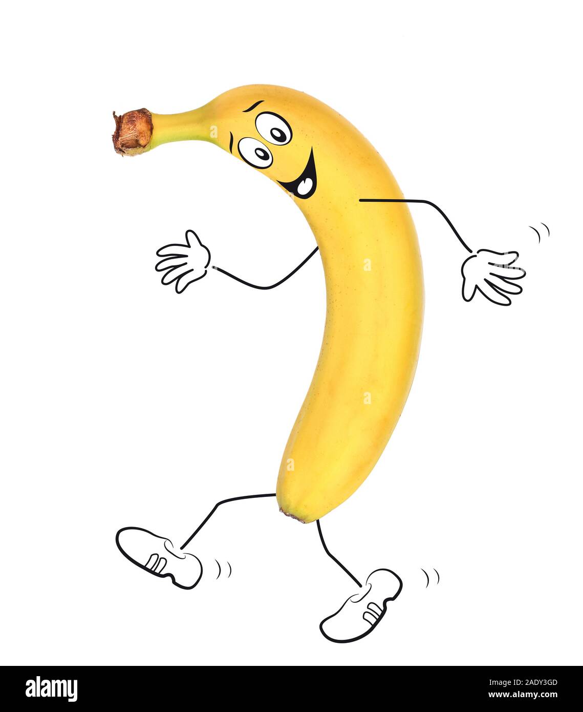 Banana con i personaggi dei cartoni animati Foto Stock