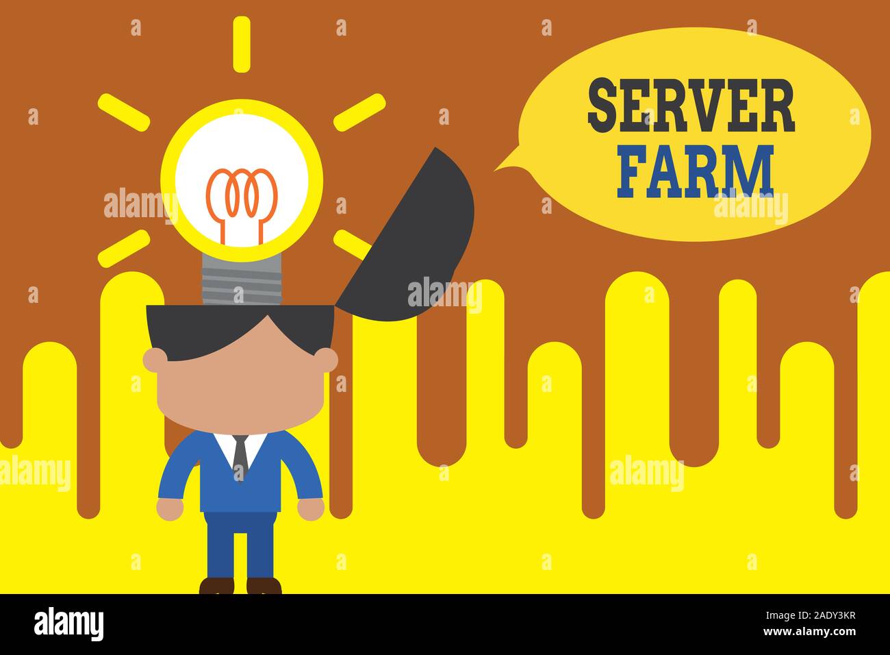 Parola di scrittura di testo Server Farm. Business photo per la presentazione di un gruppo di computer che operano come server e alloggiati insieme in piedi uomo di successo suit neckt Foto Stock