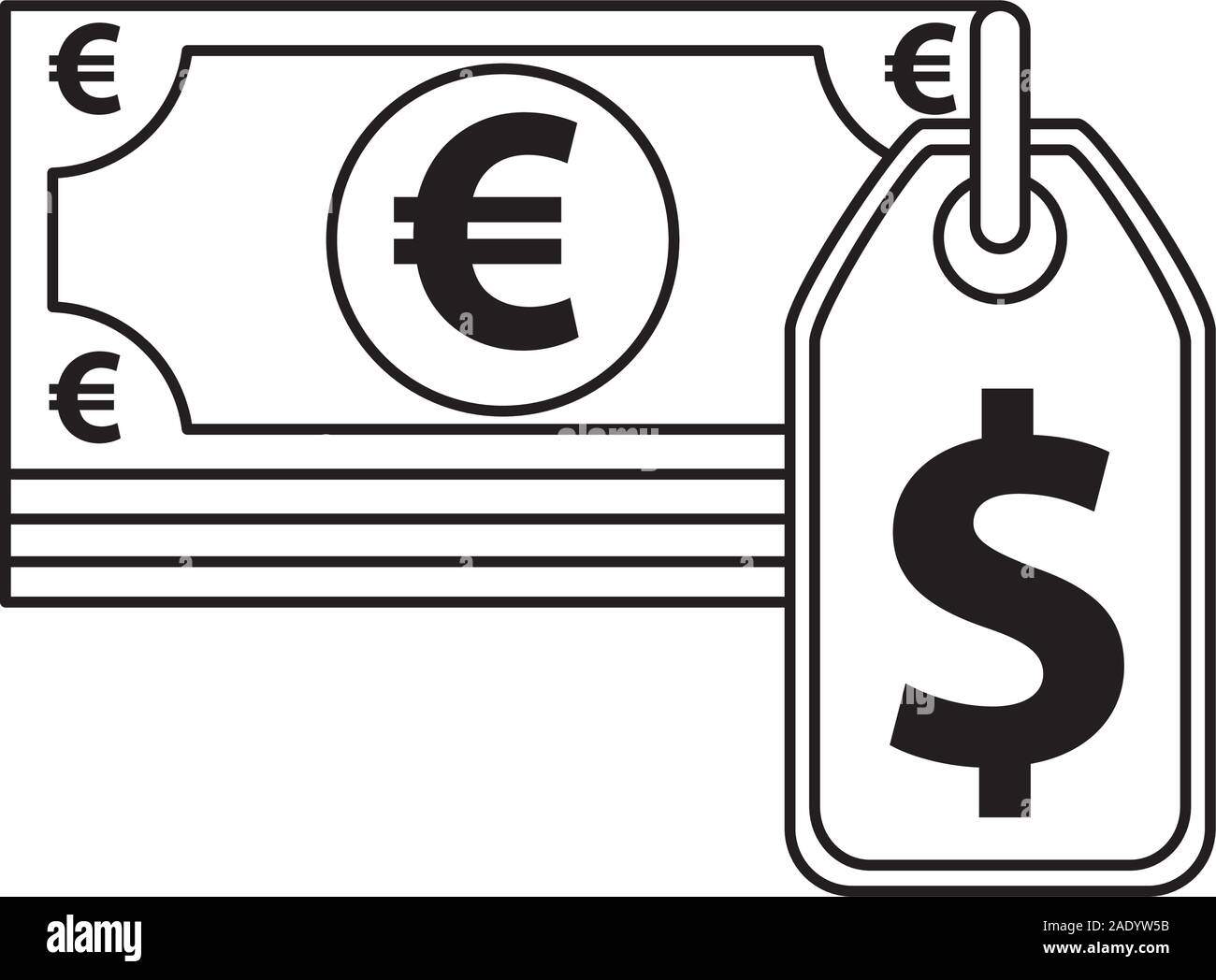 Euro Bills economia denaro con tag Illustrazione Vettoriale