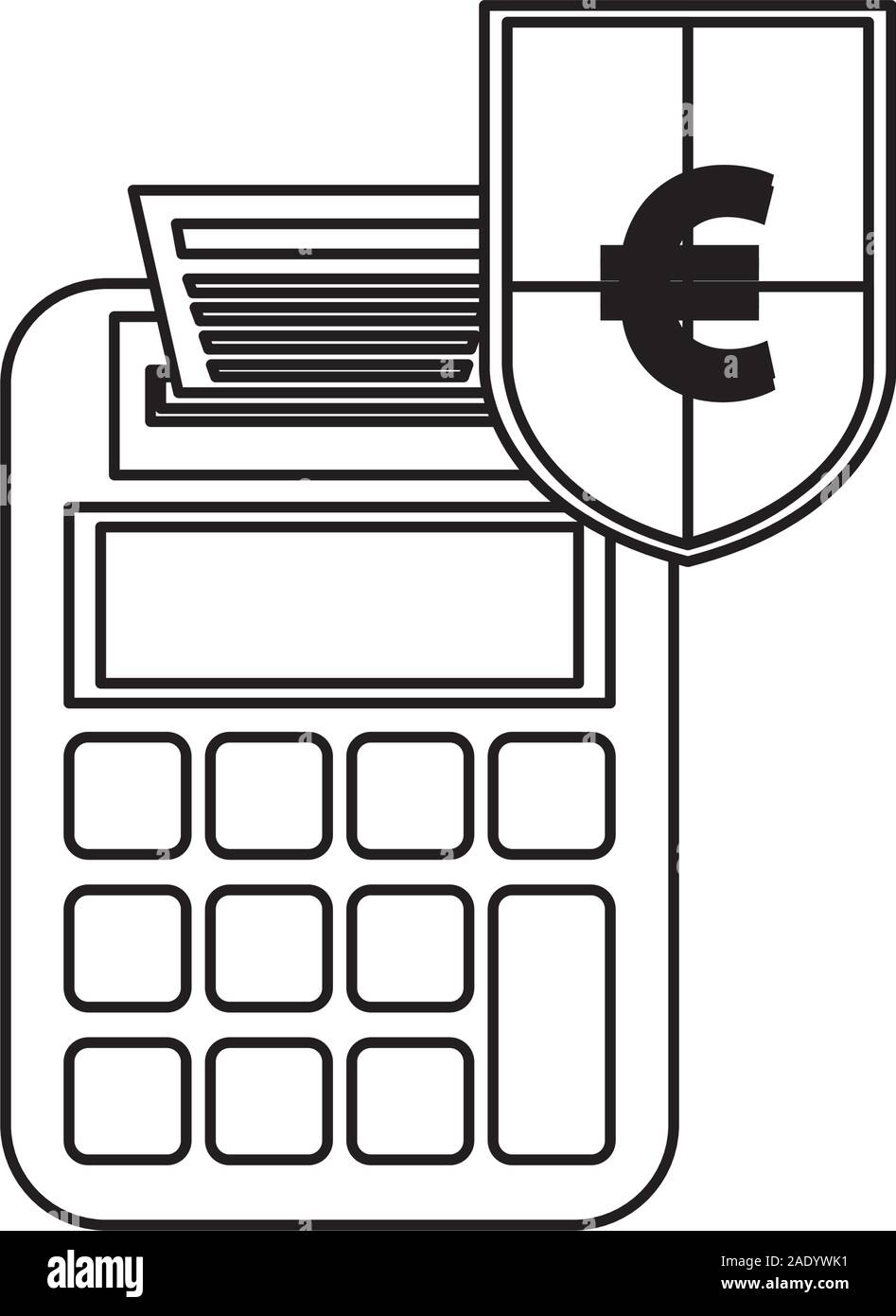 Protezione con simbolo euro e calcolatrice Illustrazione Vettoriale