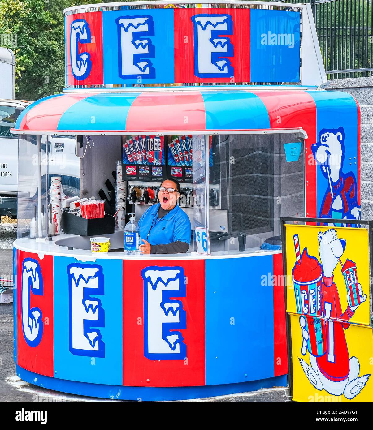 Annoiato Icee vendor Foto Stock