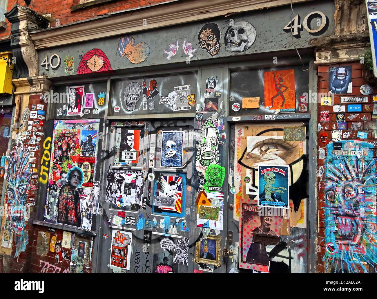 40 Hanbury St, Brick Lane, arte e graffiti, Shoreditch, Tower Hamlets, East End, Londra, Sud Est, Inghilterra, Regno Unito, E1 6QL Foto Stock