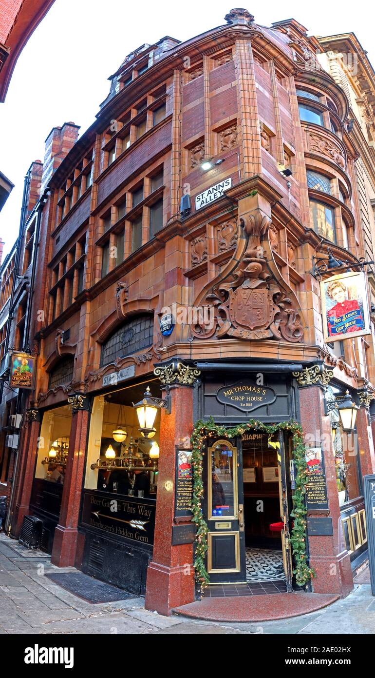 MR Thomas's Chophouse, St Anns Alley, 52 Cross St, Manchester M2 7AR, bar vittoriano Foto Stock