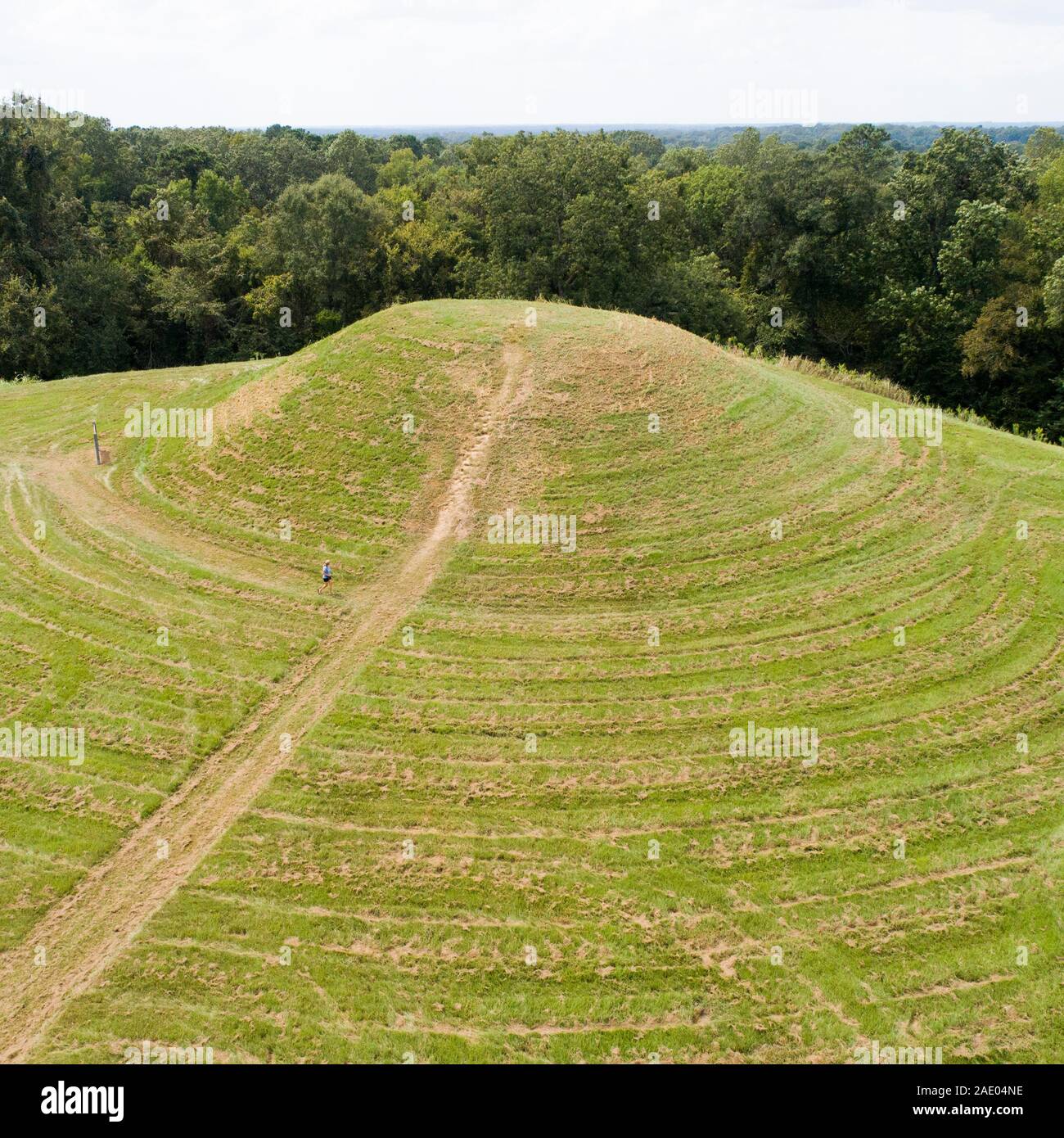 Emerald Natchez Indian Mound sulla Natchez Trace Parkway Mississippi MS, conosciuta anche come "Old Natchez Trace", è uno storico sentiero forestale all'interno del Foto Stock
