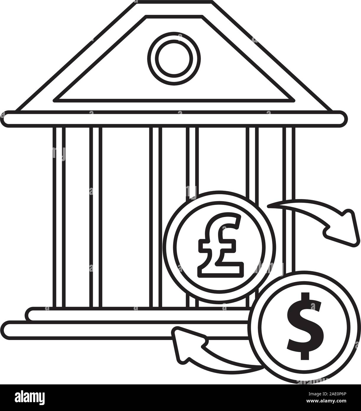Dollaro e sterlina monete icone Illustrazione Vettoriale