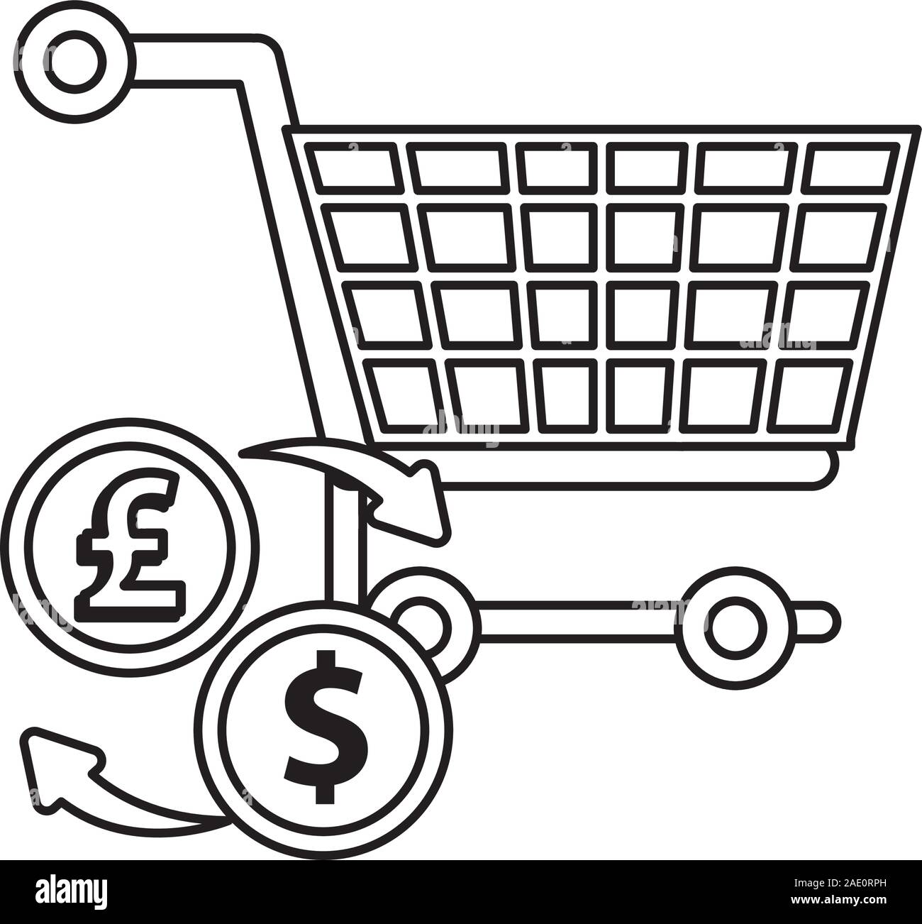 Dollaro e sterlina monete icone Illustrazione Vettoriale