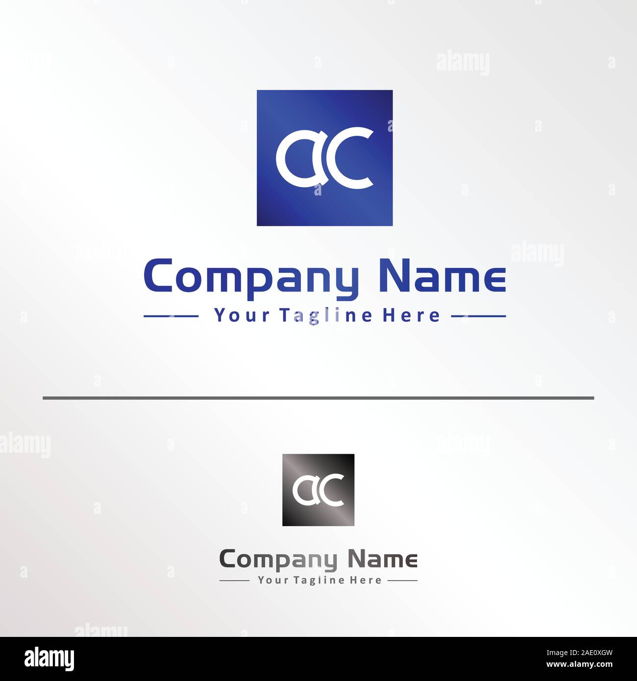 Lettere alfabetiche AC company Logo Design Template, Abjad Concetto di logo, blu, grigio Illustrazione Vettoriale