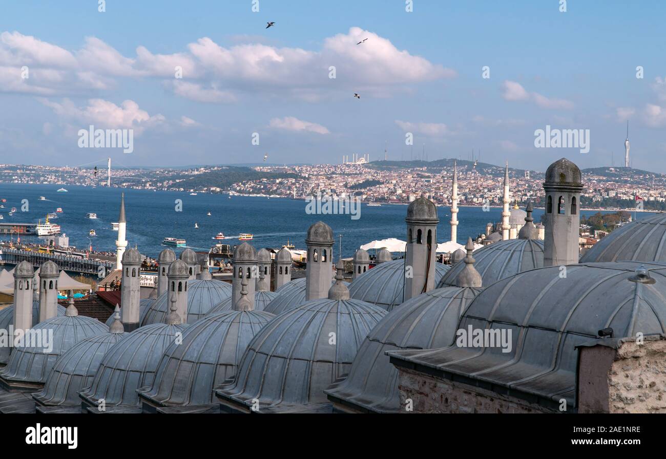 Bellissima vista sul Bosforo da Istanbul, Turchia. Foto Stock