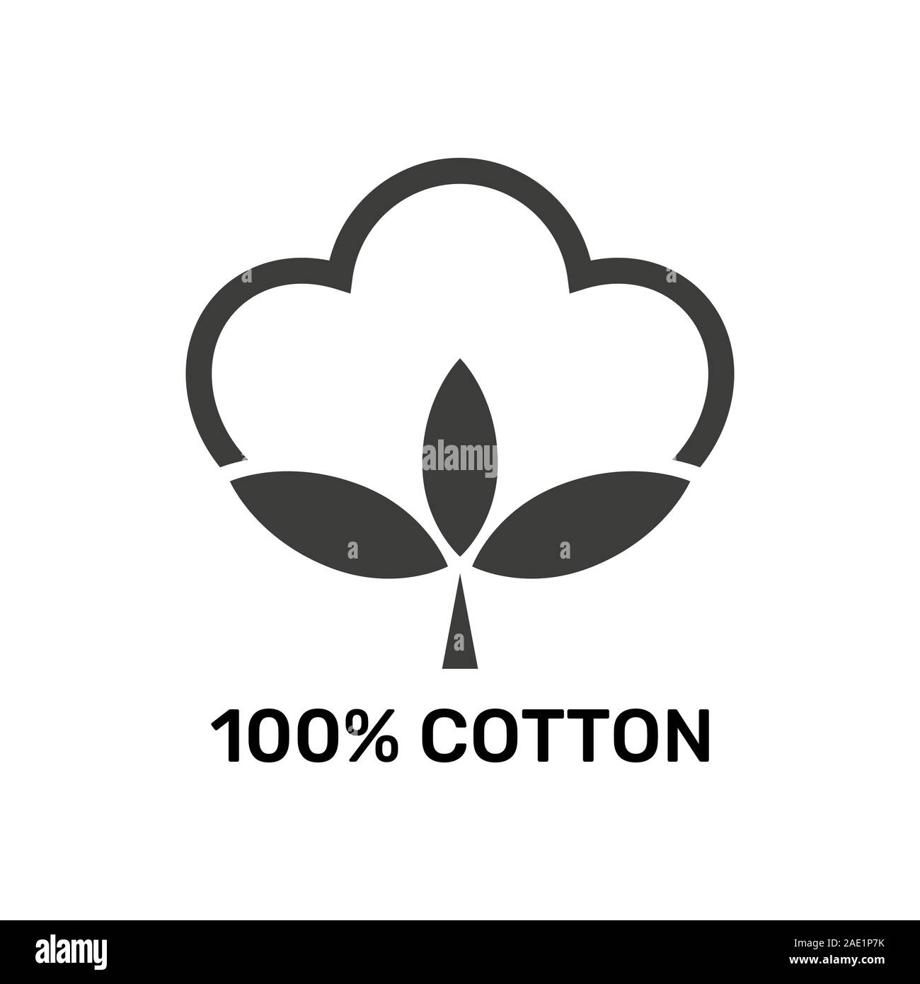 100% cotone - web icona nera design. Fibra naturale segno. Illustrazione Vettoriale. EPS 10 Illustrazione Vettoriale