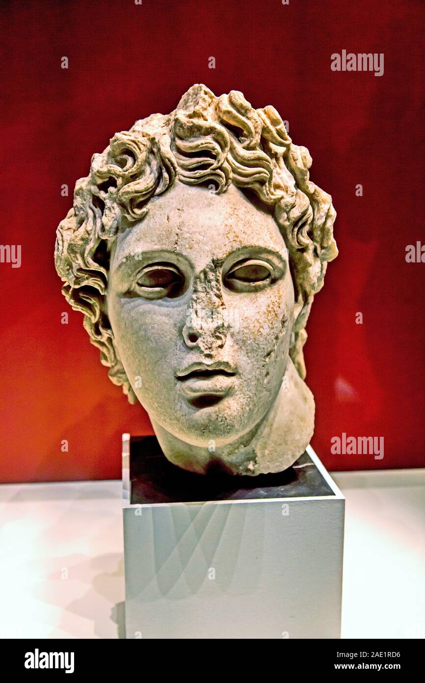 La scultura antica di imperatore romano Alessandro il Grande da Italia, CSMVS Museum, Mumbai, Maharashtra, India, Asia Foto Stock