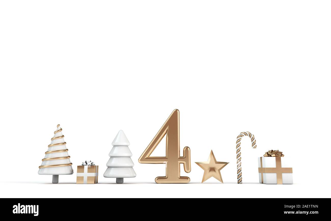 Dodici giorni di Natale. 4° giorno festivo. sfondo 3D Render Foto Stock