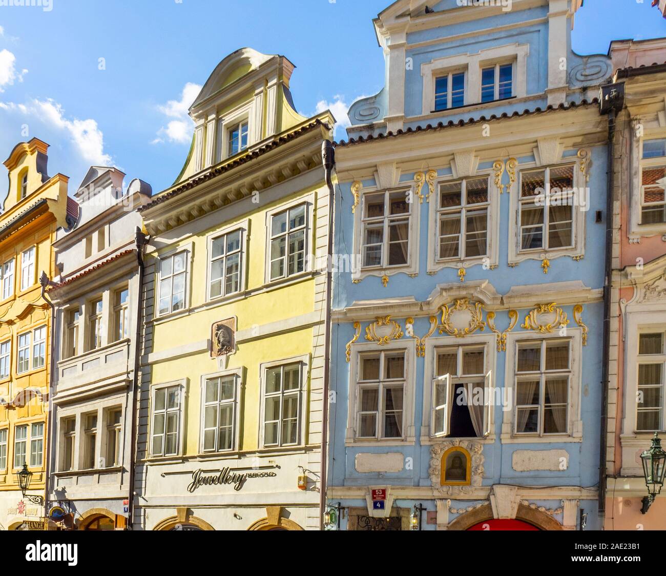 Stile Rococò edifici in Lesser Town Praga Repubblica Ceca. Foto Stock