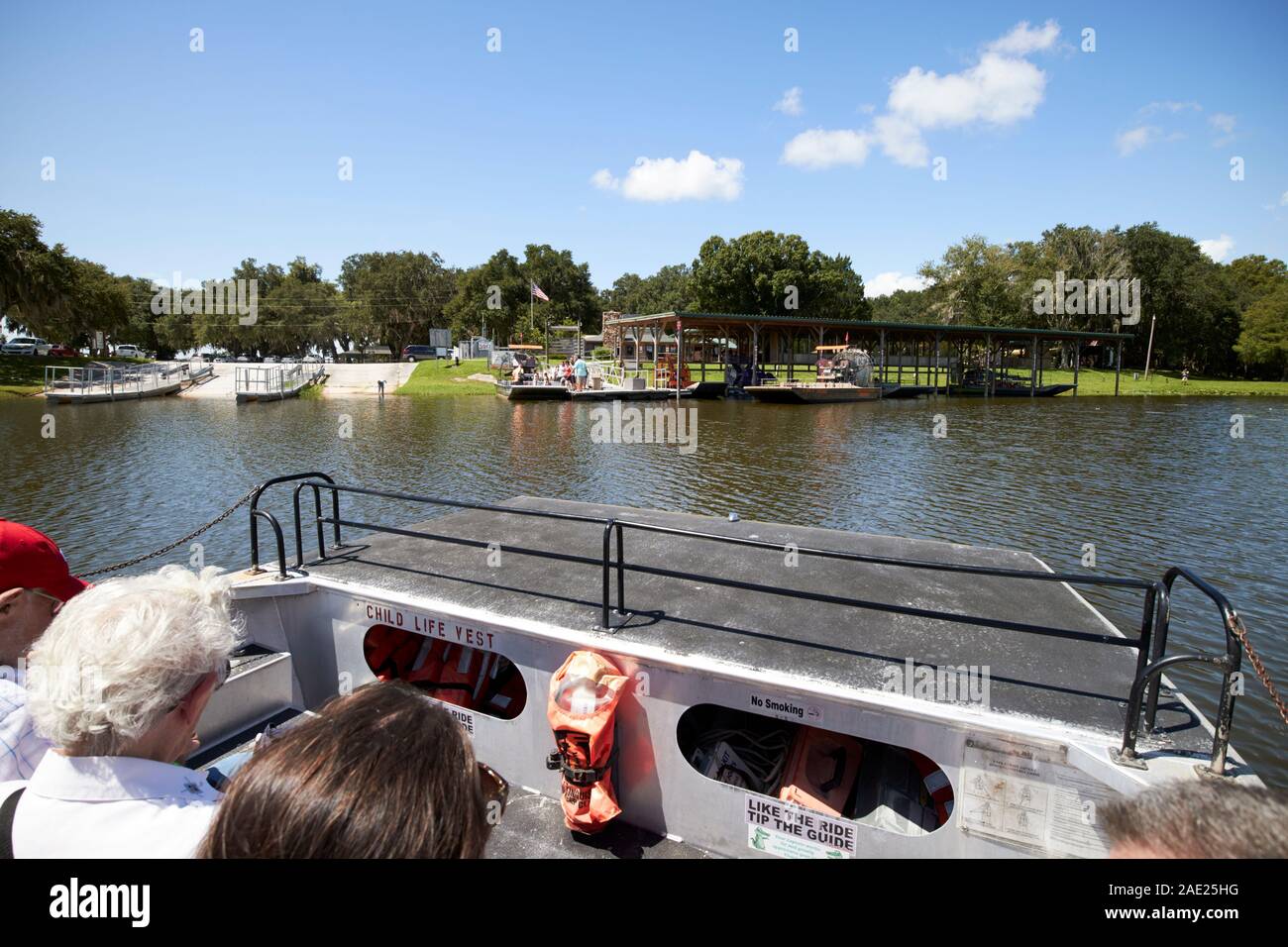 I turisti a bordo di 'Boggy Creek idroscivolante lago tohopekaliga central florida usa Foto Stock