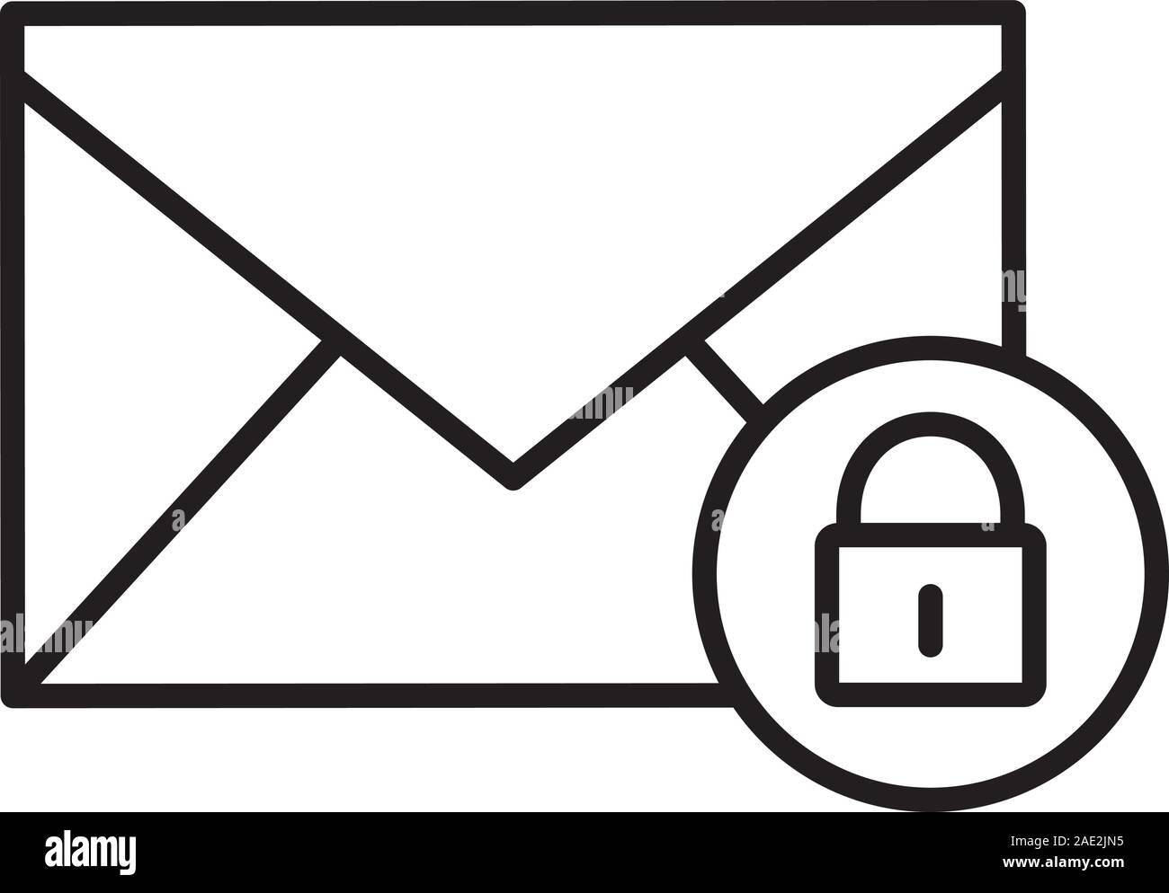 Email Security icona lineare. Lettera di una linea sottile illustrazione.  Messaggio sms con il lucchetto chiuso il simbolo di contorno. Il vettore  isolato disegno di contorno Immagine e Vettoriale - Alamy