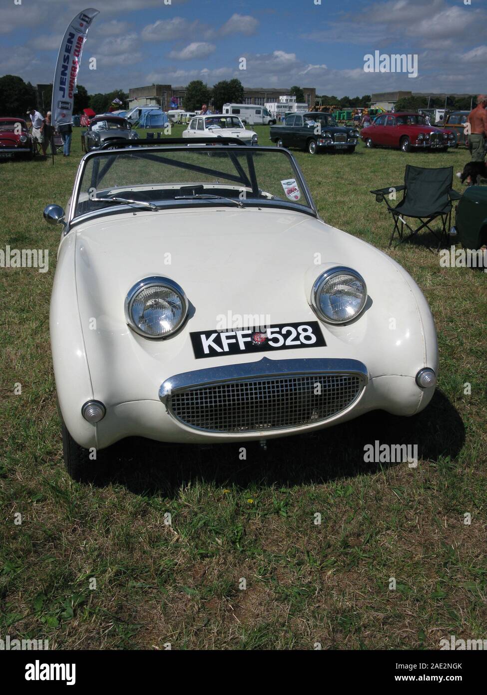 La Austin Healey frog eye sprite. Nel mondo il primo volume di produzione di auto sportive per utilizzare una struttura unitaria. Foto Stock