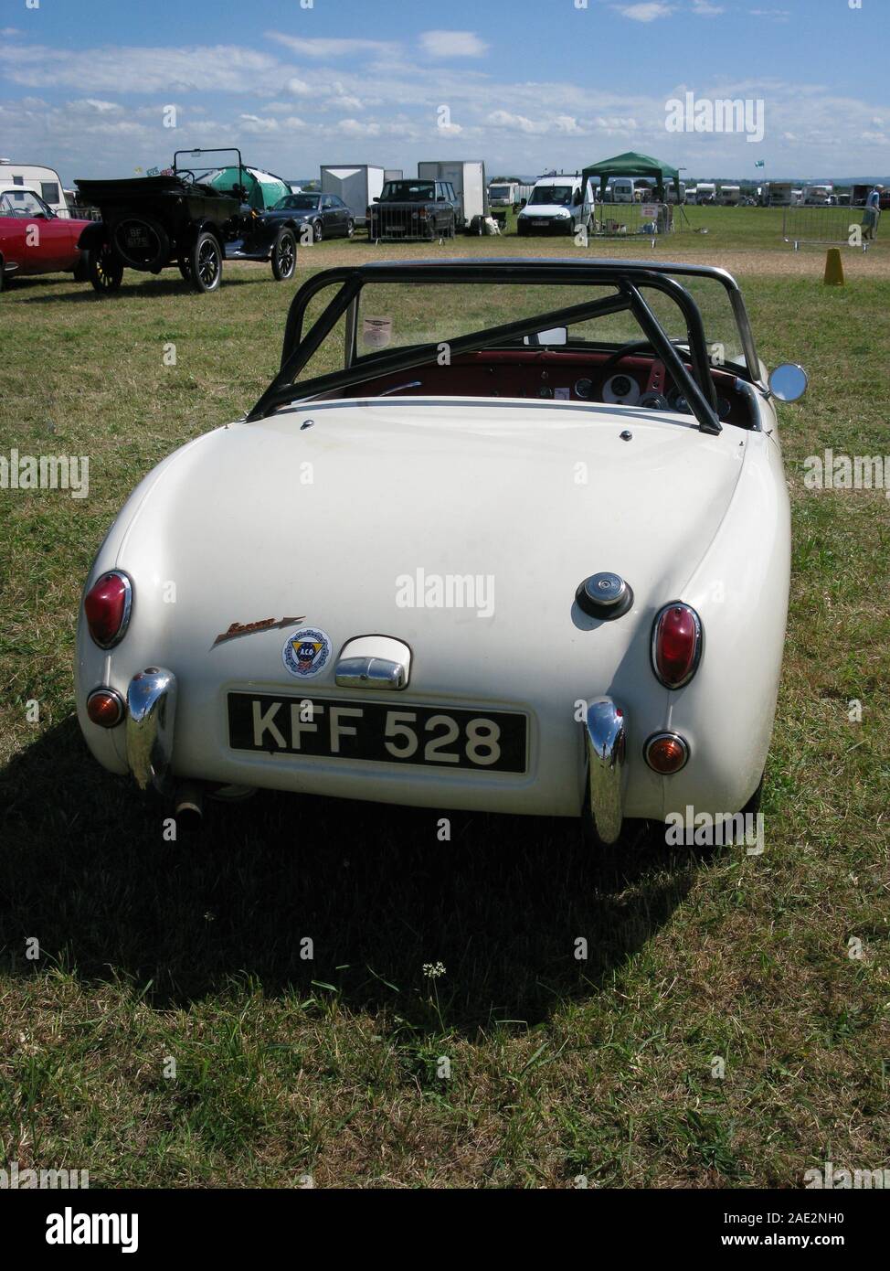 La Austin Healey frog eye sprite. Nel mondo il primo volume di produzione di auto sportive per utilizzare una struttura unitaria. Foto Stock