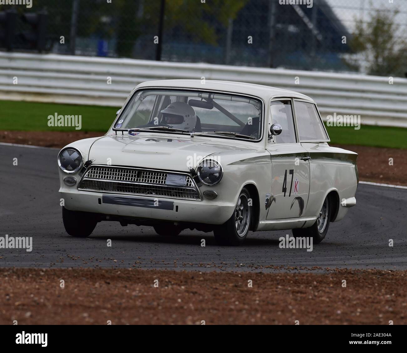Nigel Cox, Ford Lotus Cortina, HSCC vetture turismo, campionato finale, Silverstone, ottobre 2019, Storico Sports Car Club, HSCC, automobili, classe Foto Stock