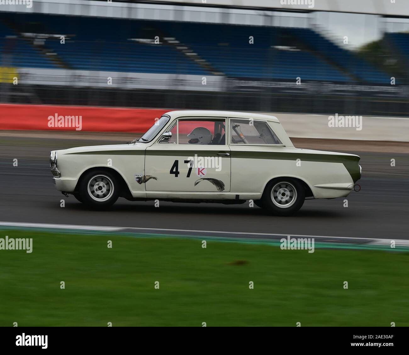 Nigel Cox, Ford Lotus Cortina, HSCC vetture turismo, campionato finale, Silverstone, ottobre 2019, Storico Sports Car Club, HSCC, automobili, classe Foto Stock