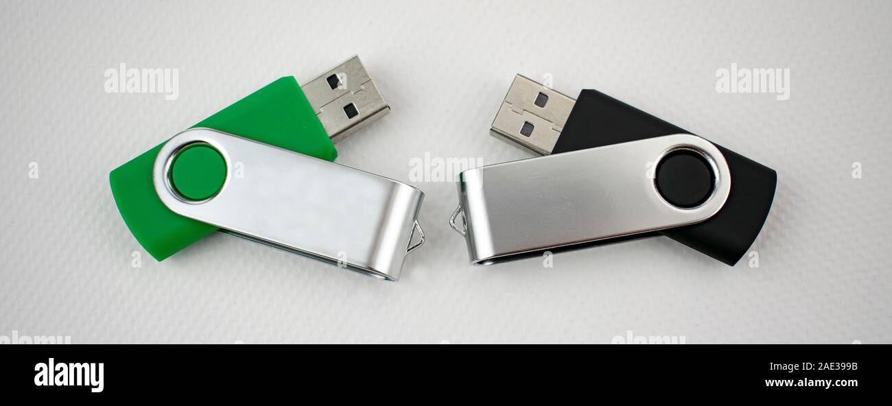 Unità di memoria realizzata in metallo e plastica satinata con connessione USB per la memorizzazione dei dati Foto Stock