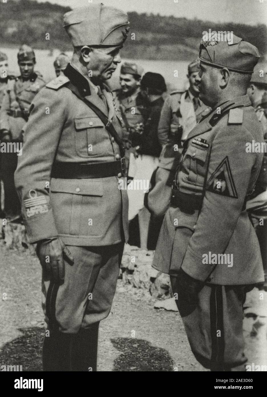 Il maresciallo Pietro Badoglio e dittatore Benito Mussolini Foto Stock