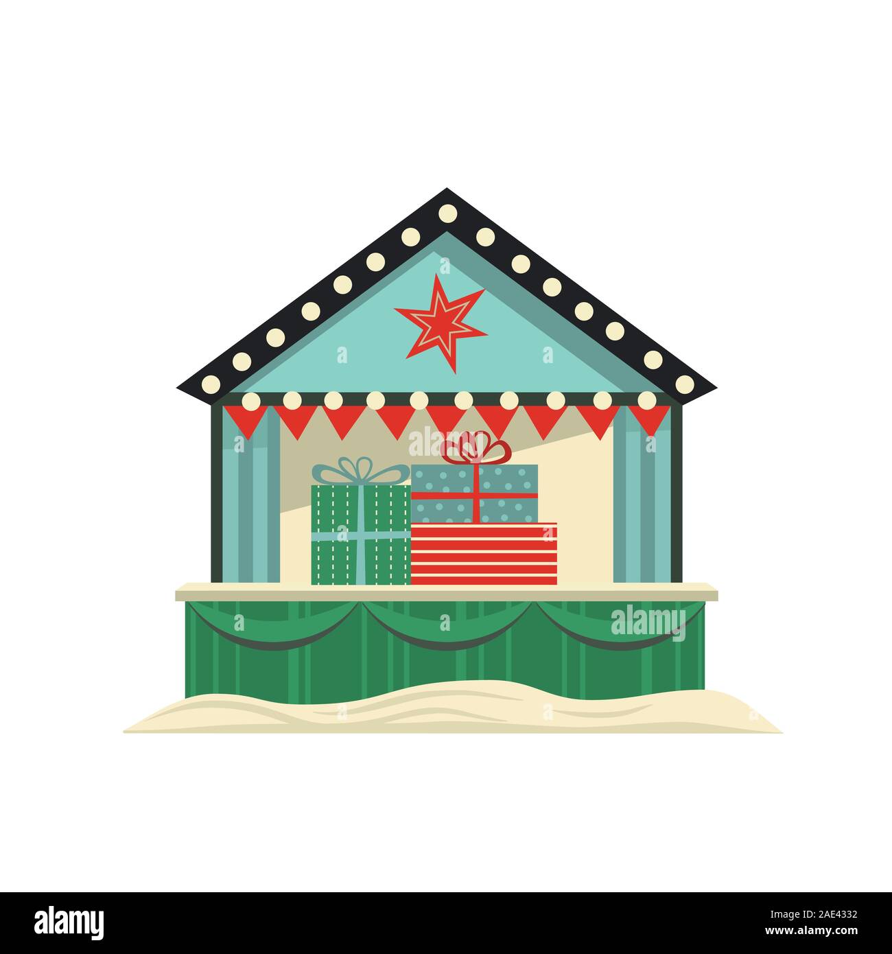 Icona del vettore di colore retrò piatto delle feste di mercato Illustrazione Vettoriale