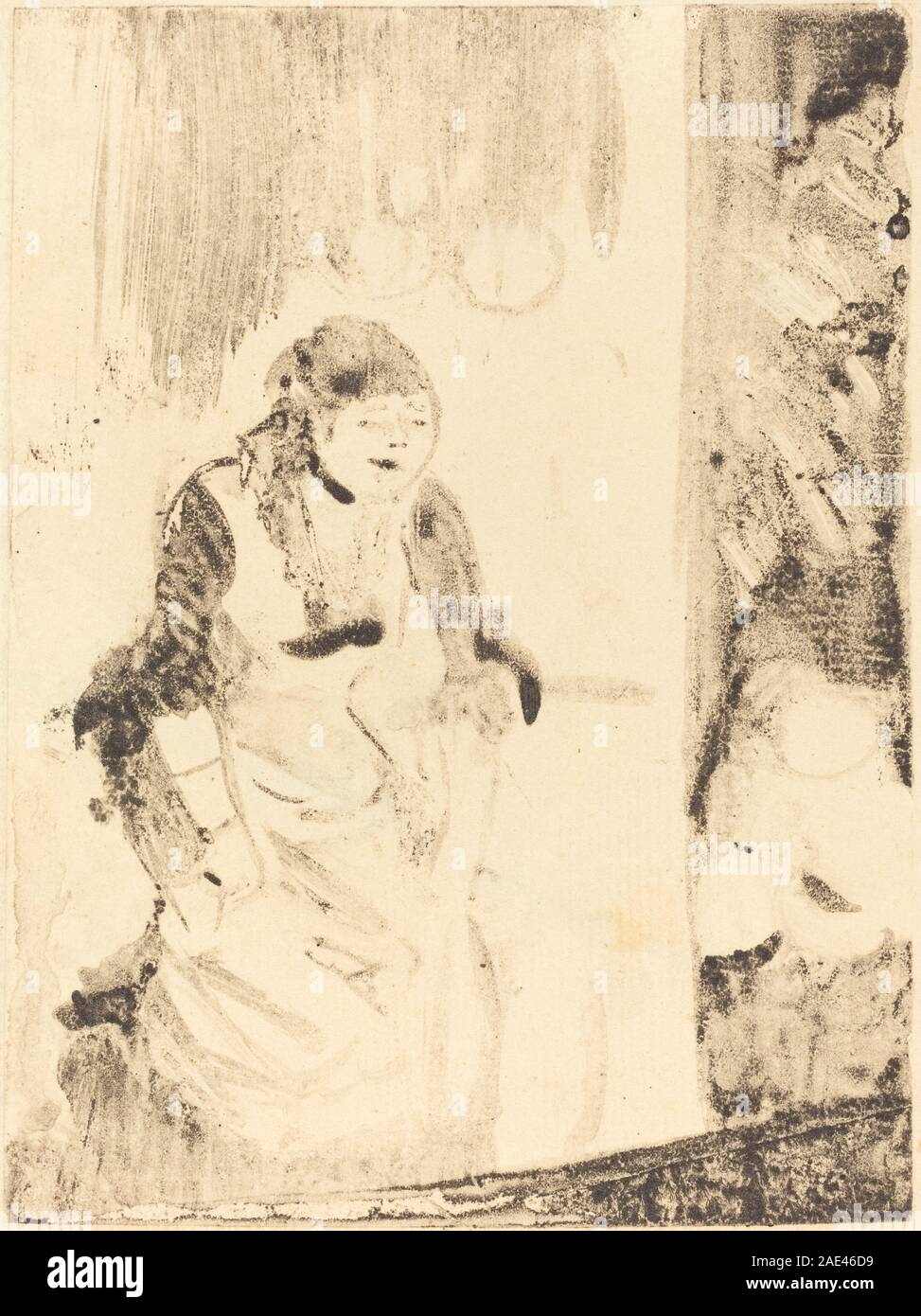 Un ritratto di Mlle Bécat di Edgar Degas, dipinto intorno al 1877-1878, che mostra le caratteristiche facciali del soggetto, l'espressione, l'acconciatura, l'abbigliamento, la posa, e caratteristiche della ritrattistica francese della fine del XIX secolo. Foto Stock