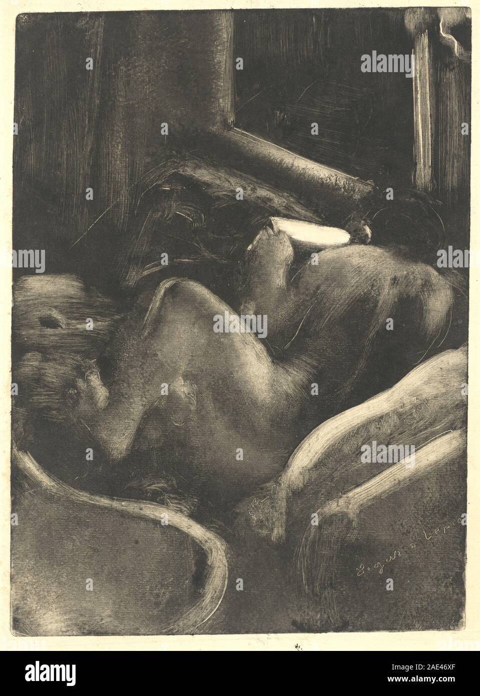 Donna lettura (Liseuse); circa 1885 data Edgar Degas, Donna lettura (Liseuse), c 1885 Foto Stock
