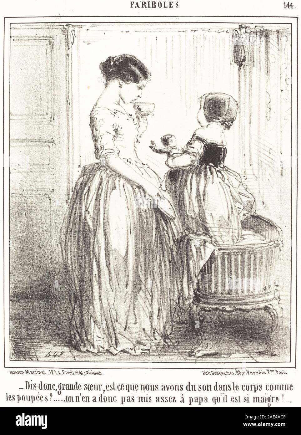 Un'illustrazione di Edouard de Beaumont raffigurante due figure, evidenziando espressione, gesto e interazione in una scena narrativa. Foto Stock