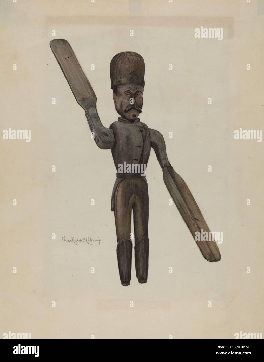 Papà. German Weather Vane, creata da Elmer R. Kottcamp tra il 1935 e il 1942, è uno strumento metallico montato su un tetto per mostrare la direzione del vento, caratterizzato da motivi decorativi tradizionali tedeschi della Pennsylvania. Foto Stock