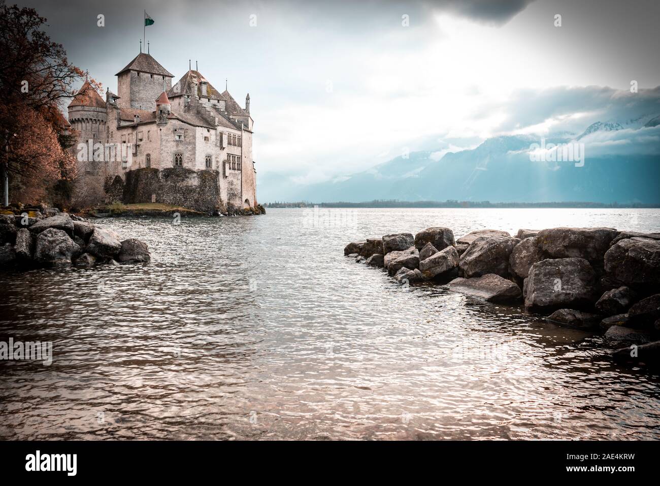 Alcune immagini del castello di Chillon sul lago Leman Foto Stock