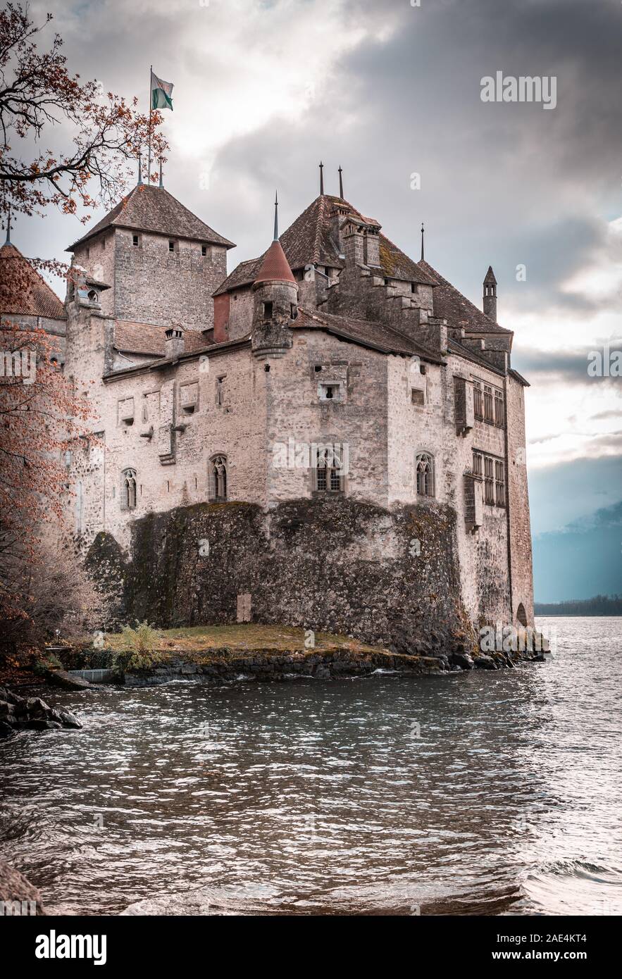 Alcune immagini del castello di Chillon sul lago Leman Foto Stock