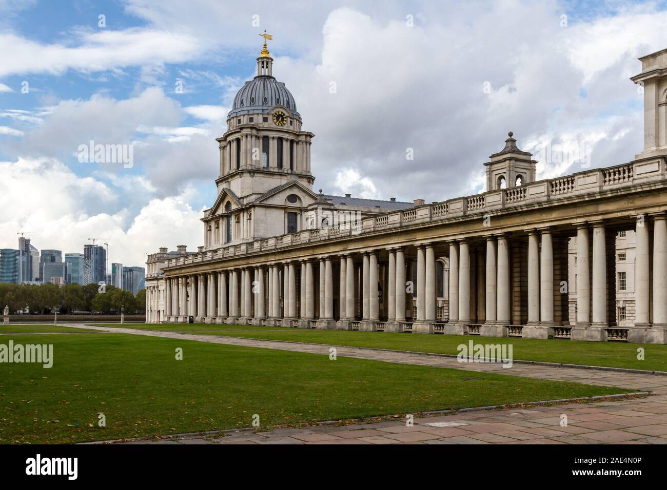 Londra - Settembre 06 2019: la Old Royal Naval College è il fulcro architettonico del Maritime Greenwich, Londra Settembre 06, 2019 Foto Stock