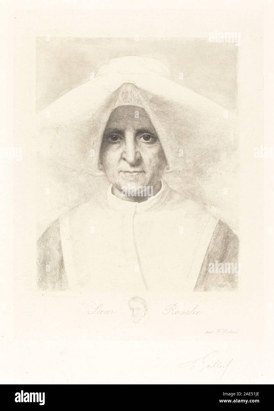 Ritratto o raffigurazione di Suor Rosalie di Ferdinand Gaillard, raffigurante figura, abbigliamento, tratti facciali, postura, e ambiente religioso o convento. Foto Stock